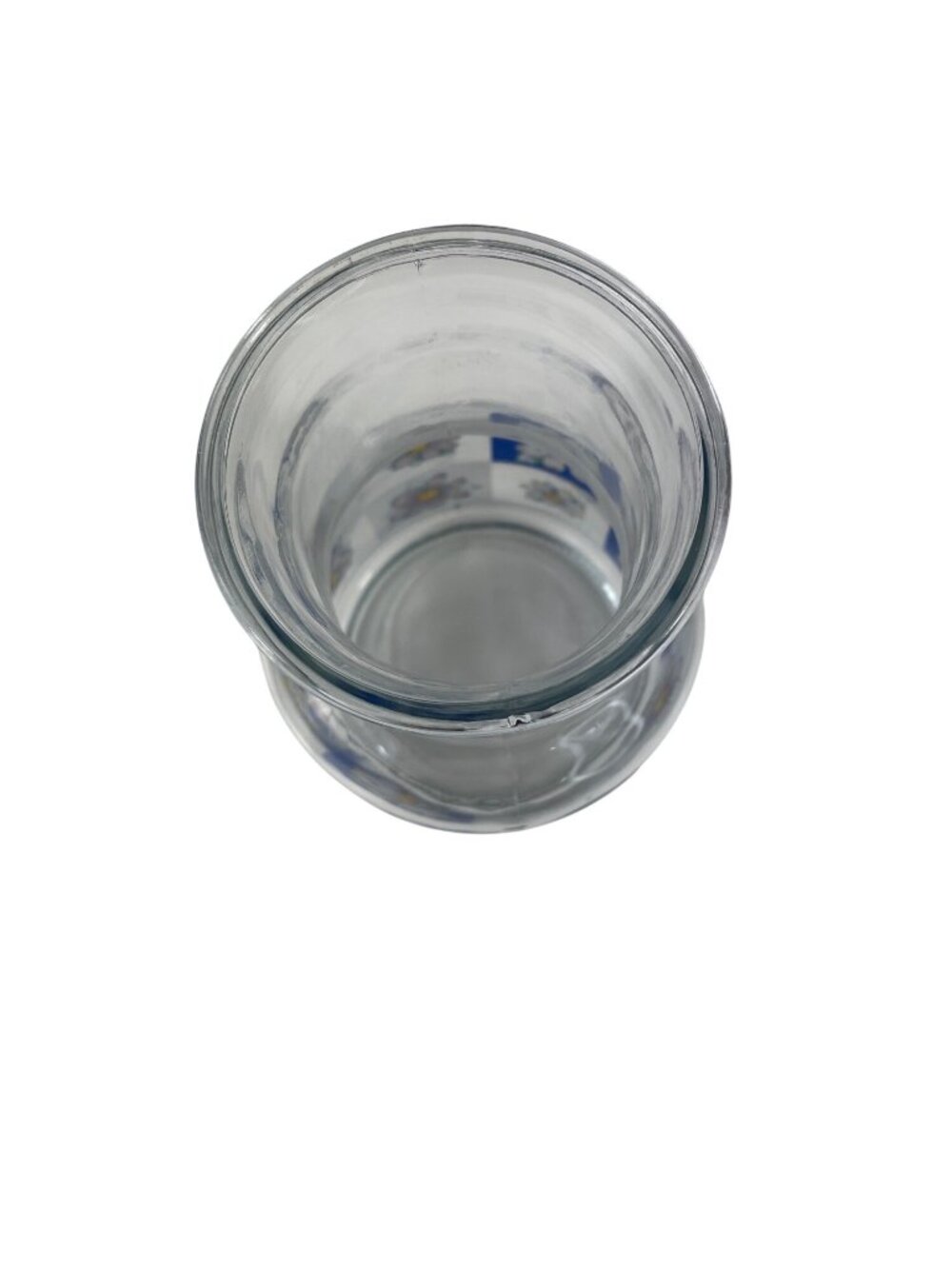 Vintage Kig Indonesia Glass Carafe Decanter With Blue & White Daisy Design - Picture 6 of 12